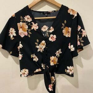 Floral tie front top
